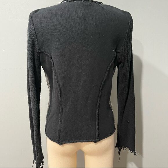 Barney’s New York Heather Grey & Black Tweed Knit Sweater Coatigan Blazer Jacket - Picture 4 of 7